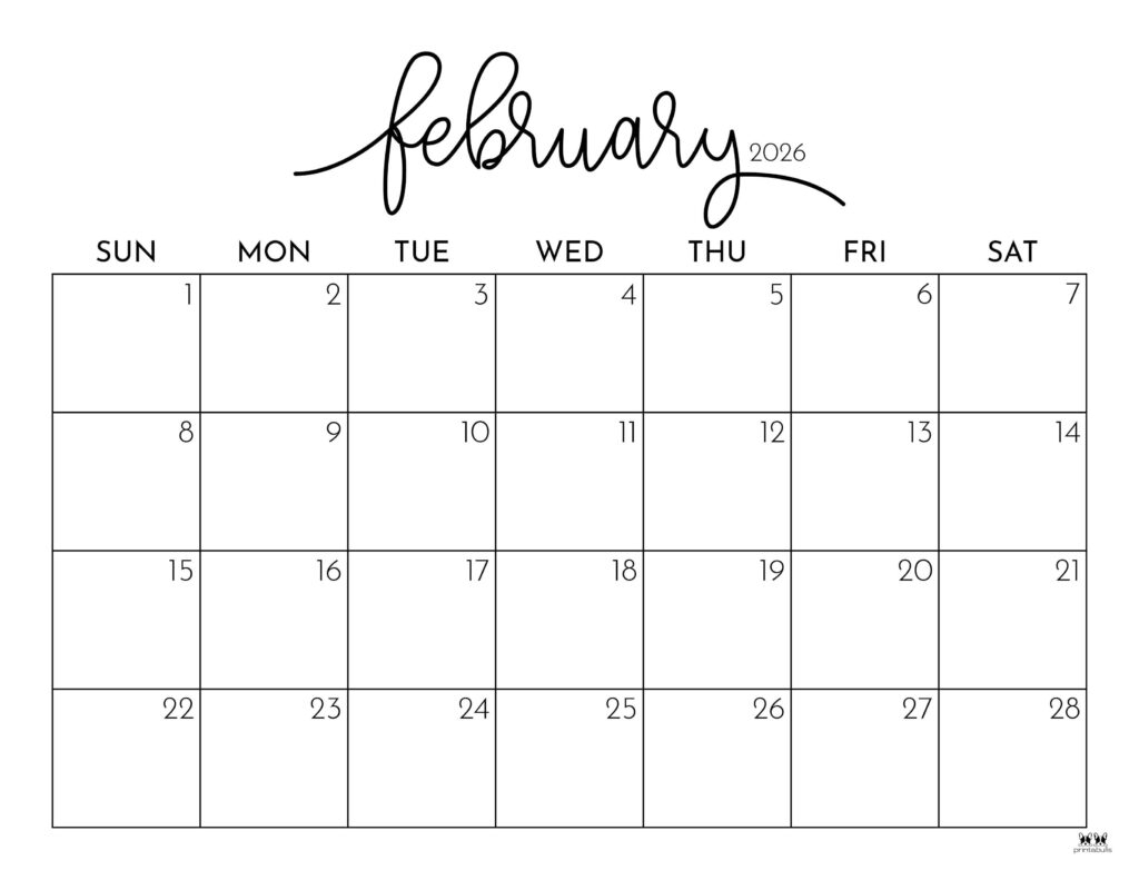 February 2026 Calendars 150 FREE Printables Printabulls