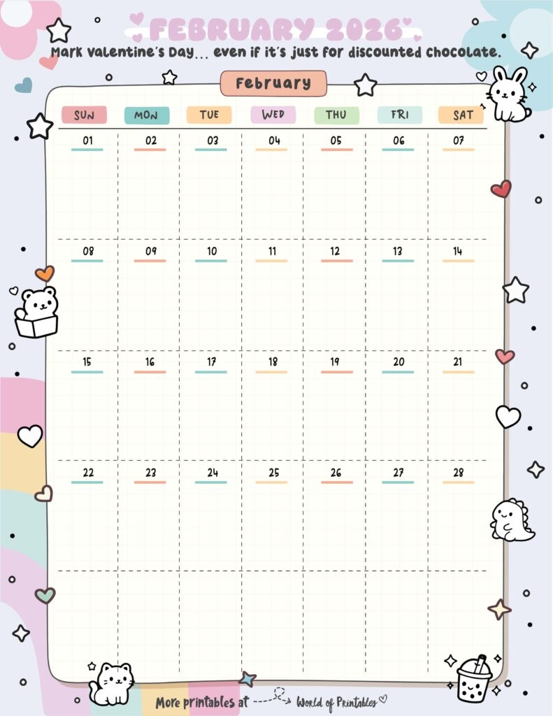 February 2026 Calendars 200 Free Printables World Of Printables