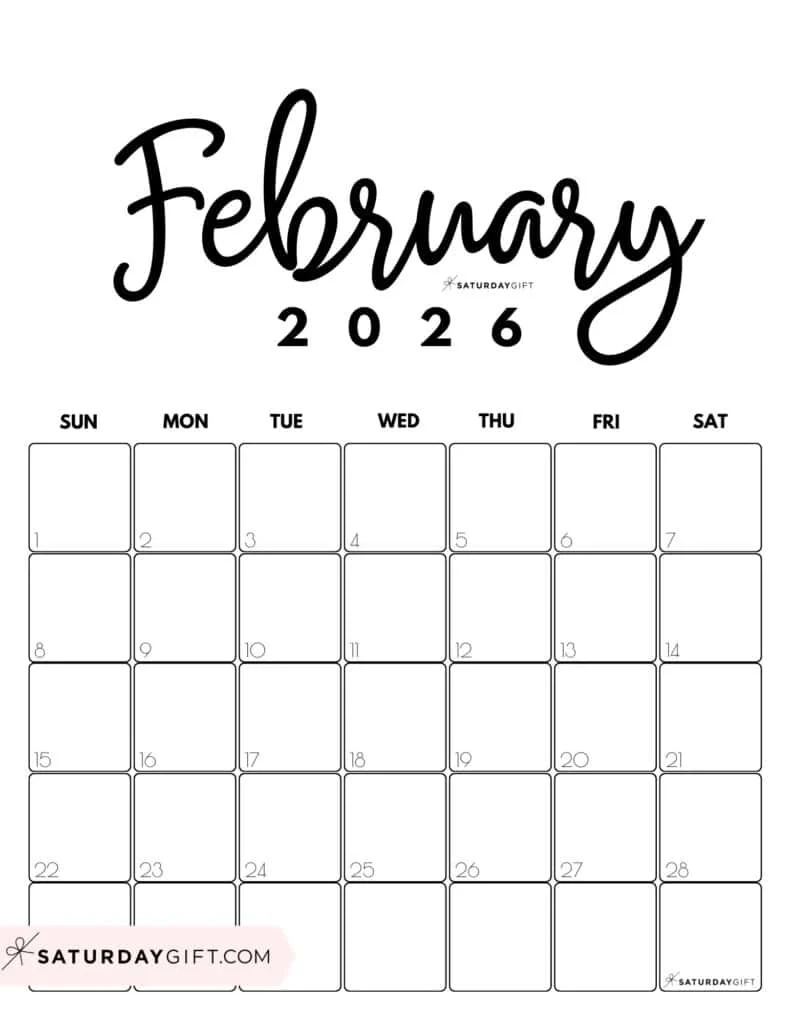 February 2026 Calendars 23 Cute Free Printable PDFs By SaturdayGift