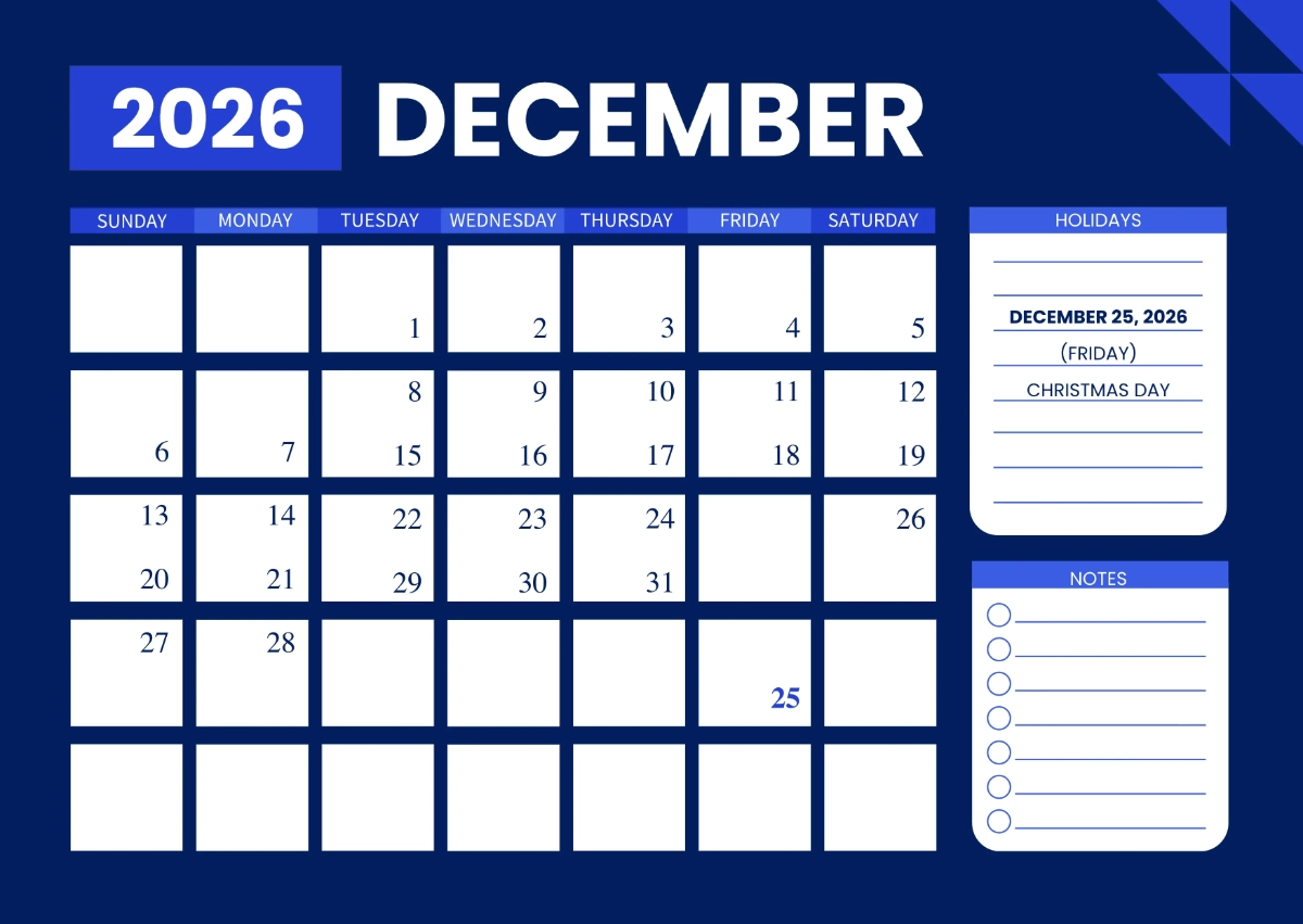 Free 2026 Calendar With Holidays Template To Edit Online