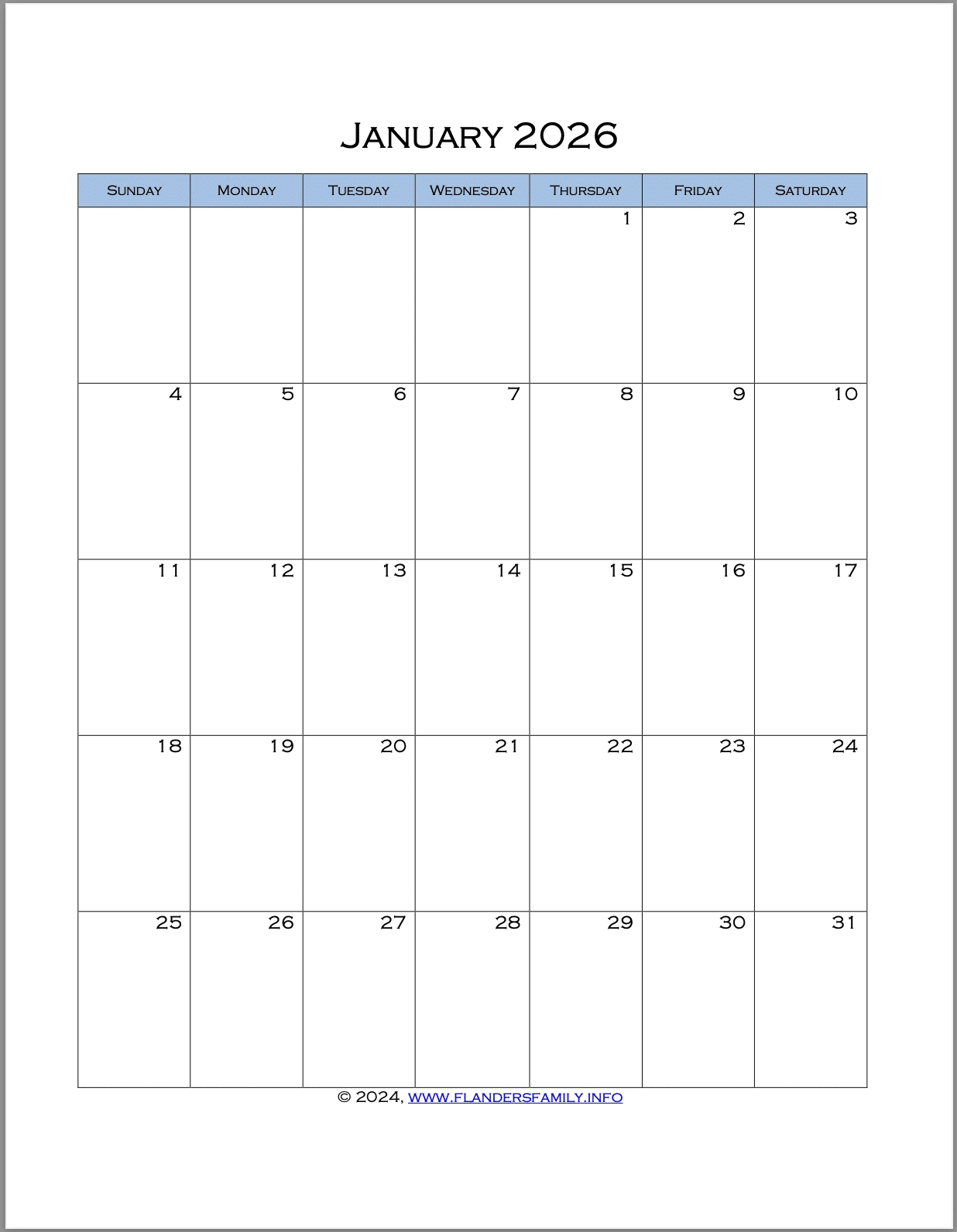 Free 2026 Calendars Flanders Family Home Life