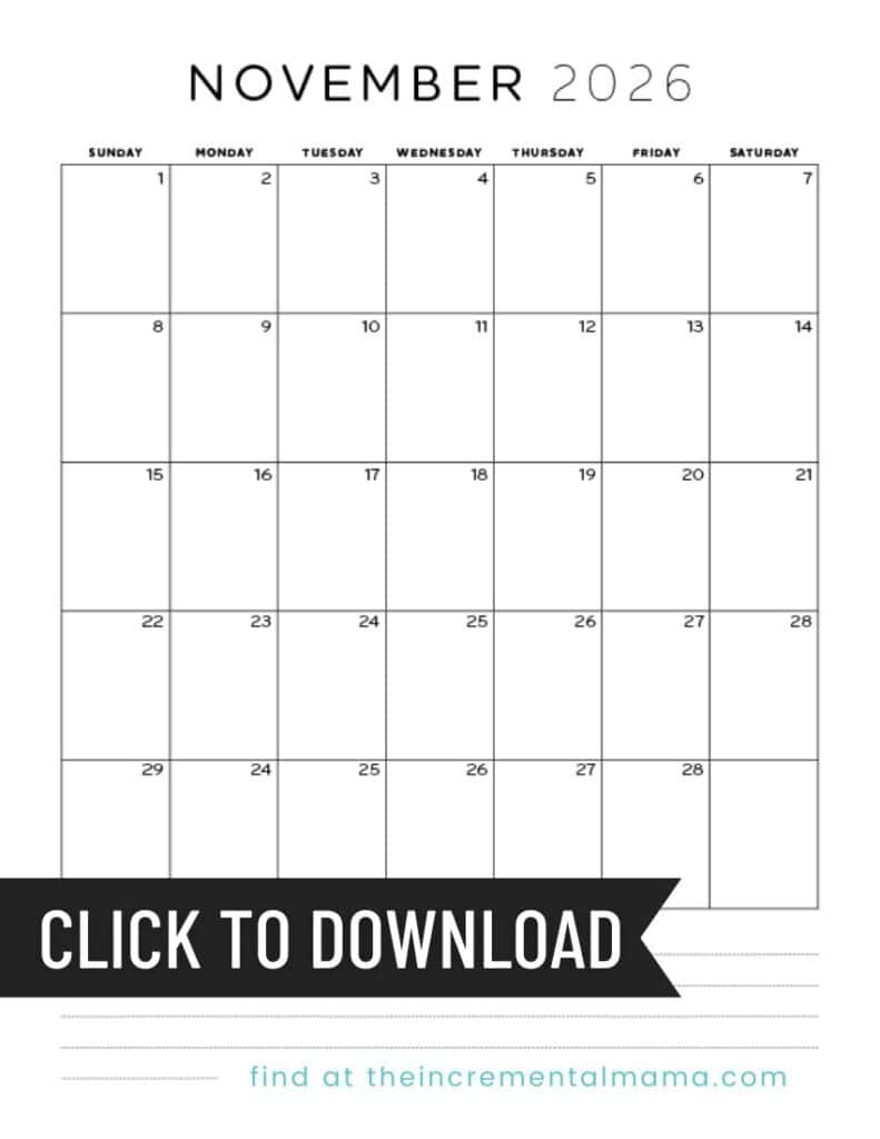Free 2026 Monthly Calendar PDF Printable With Lined Section The 