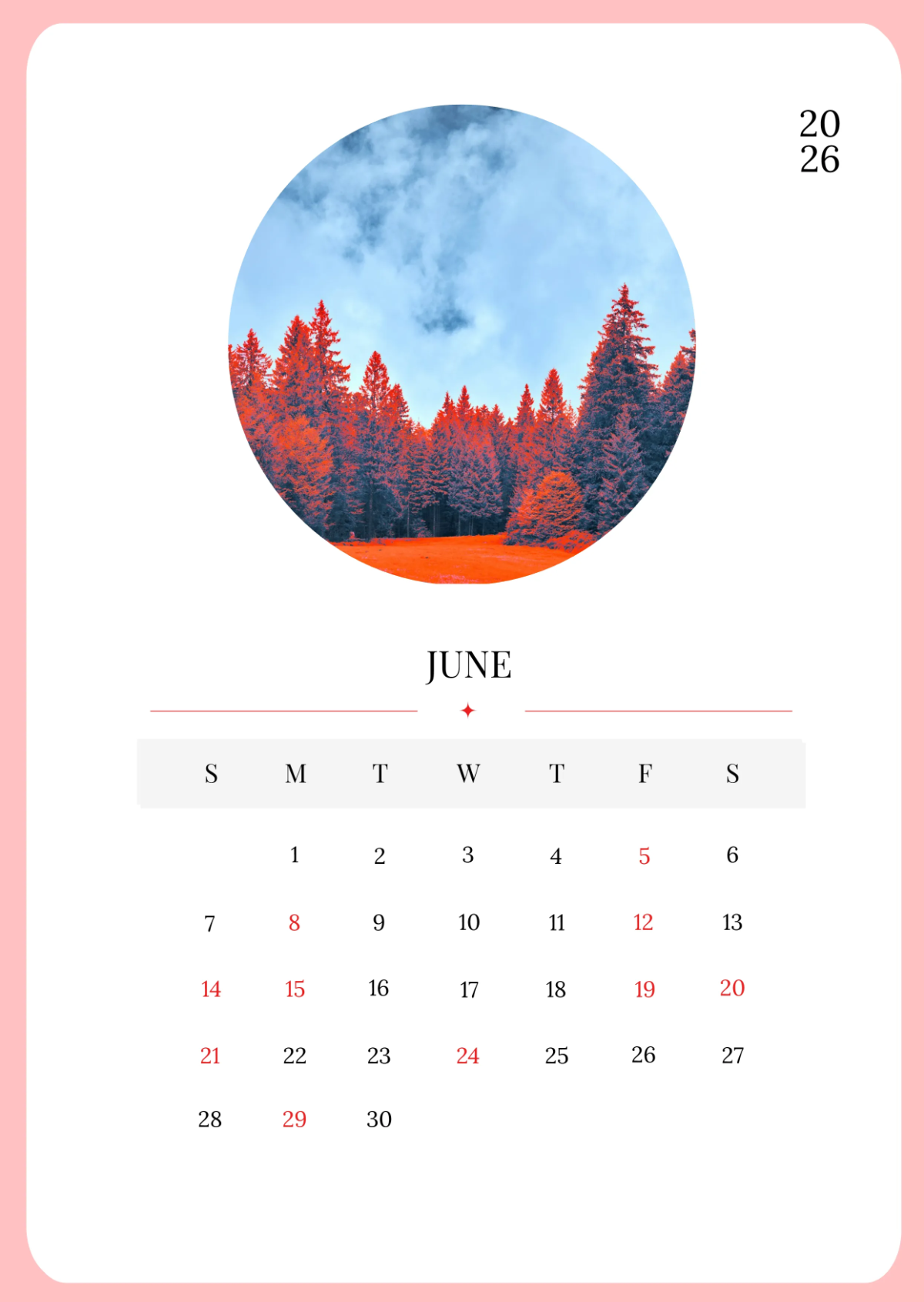 Free Abstract June 2026 Calendar Template To Edit Online