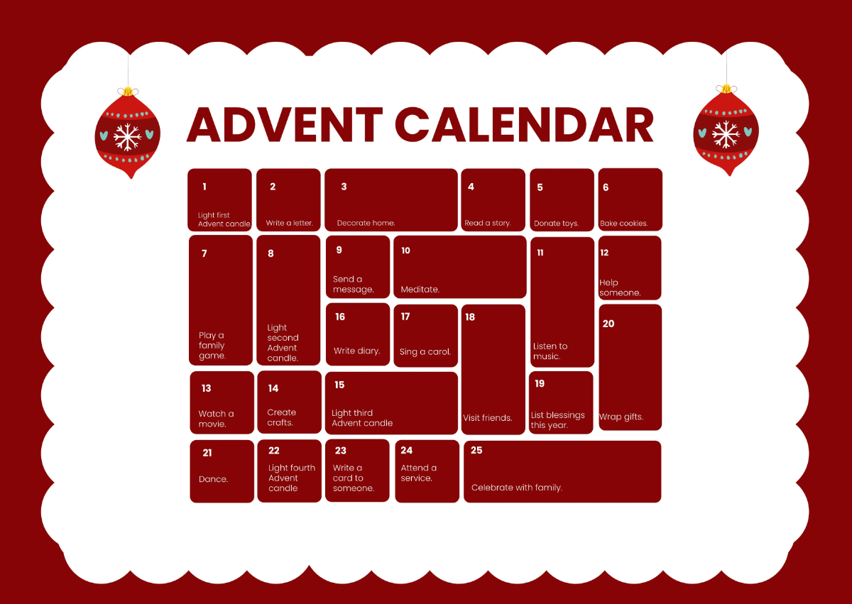 Free Advent Calendar Template To Edit Online