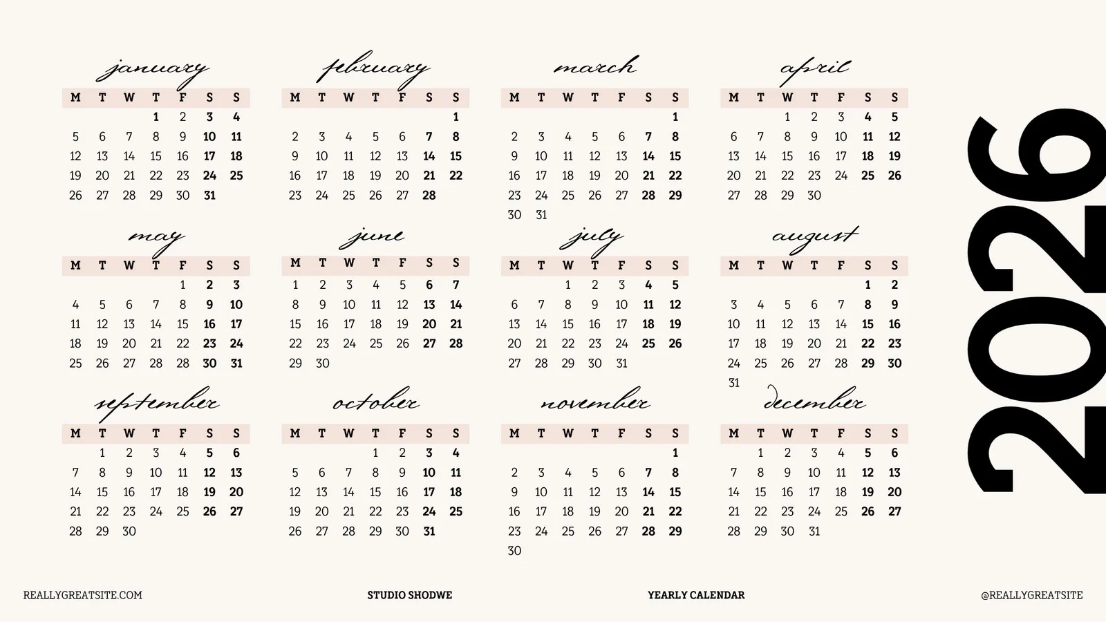 Printable Calendar December 2026 Canva