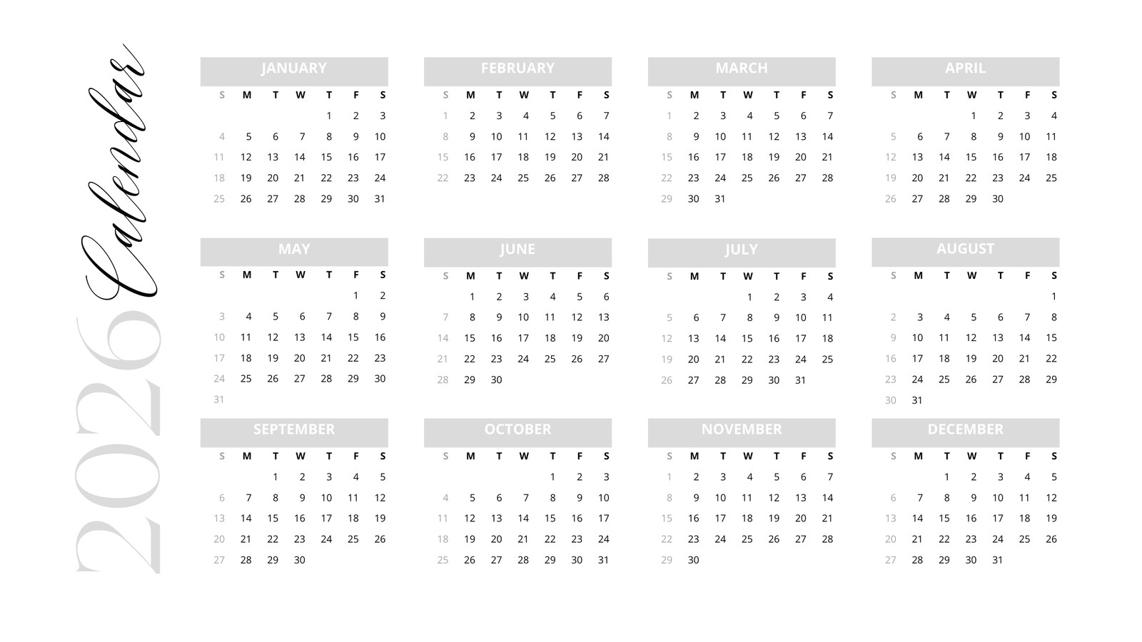 Free And Customizable Yearly Templates