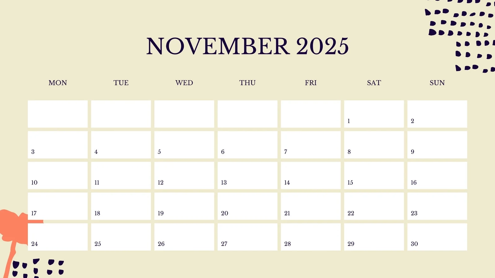 November Microsoft Calendar Printable