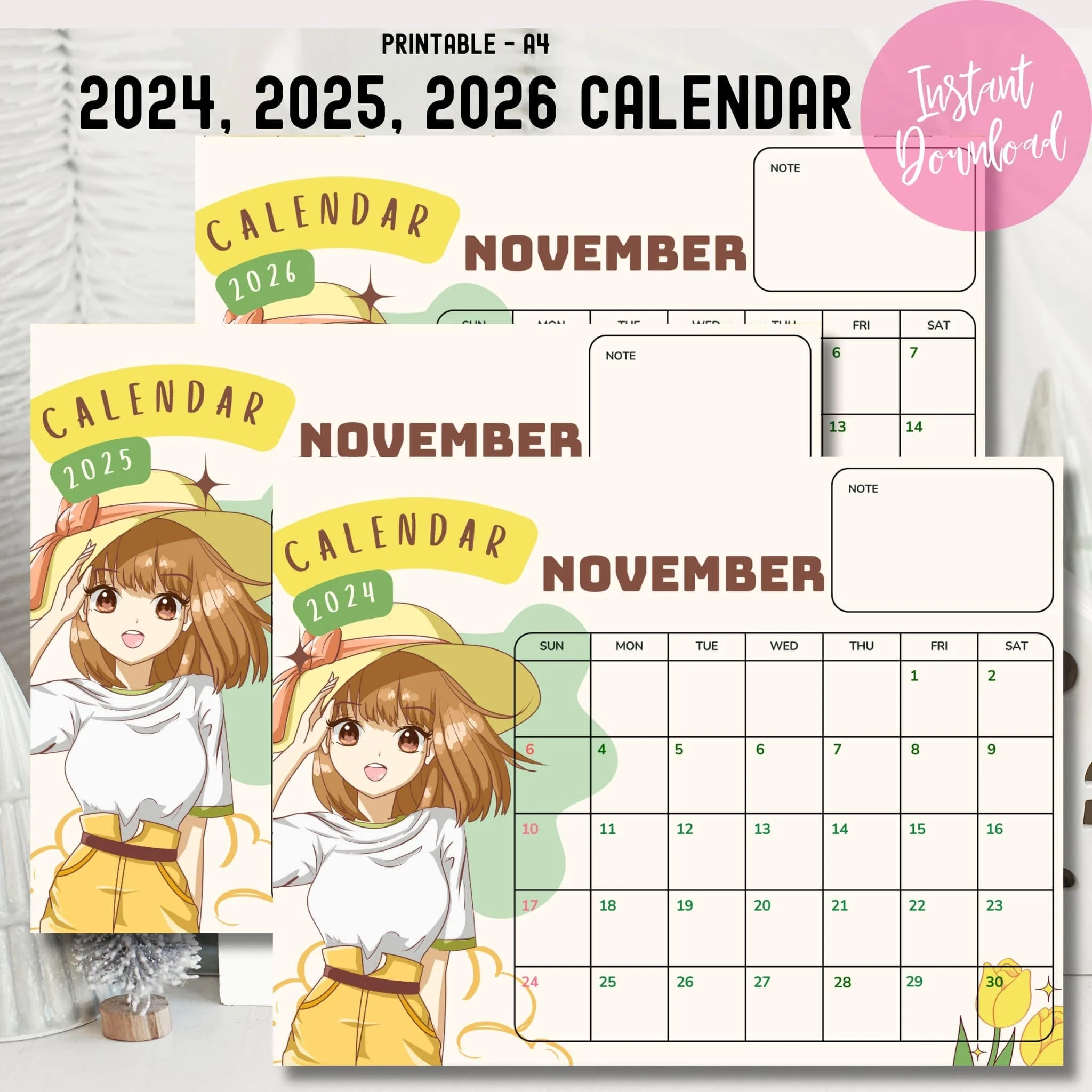 Printable November Calendar Characters