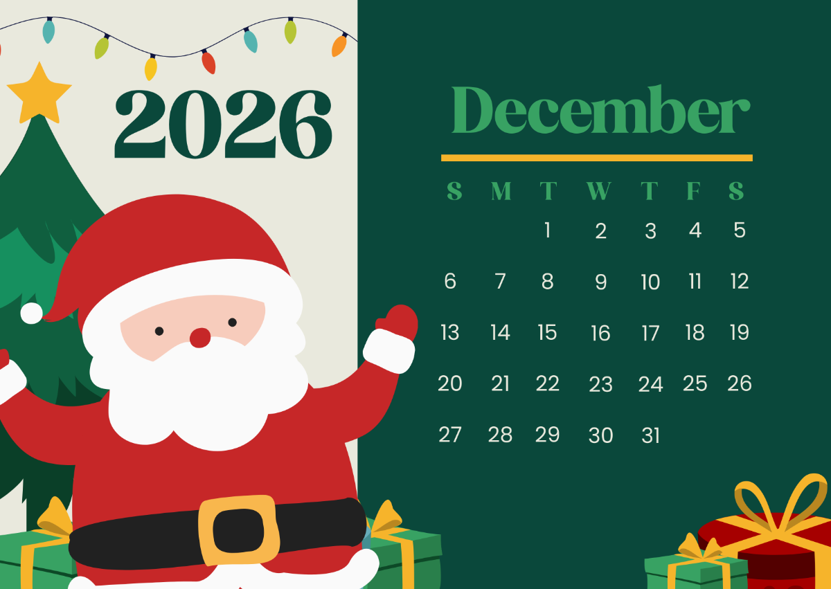 Free Christmas Calendar Templates Editable And Printable