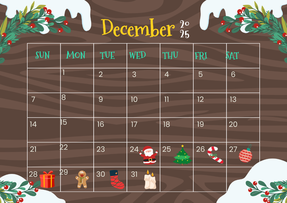 Free Christmas Calendar Templates Editable And Printable