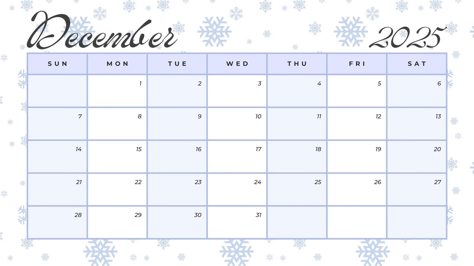 Free Custom Printable Winter Calendar Templates Canva