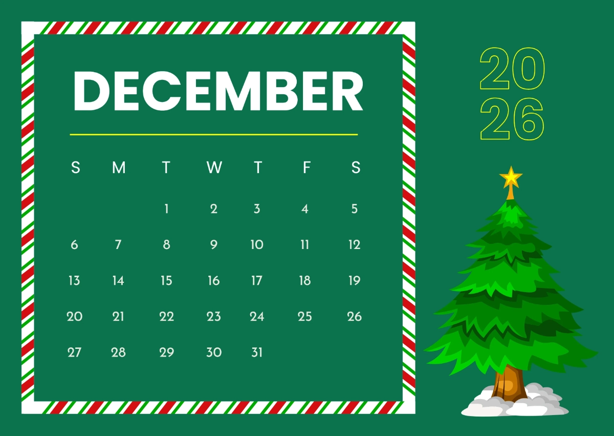 Free December 2026 Decor Calendar Template To Edit Online
