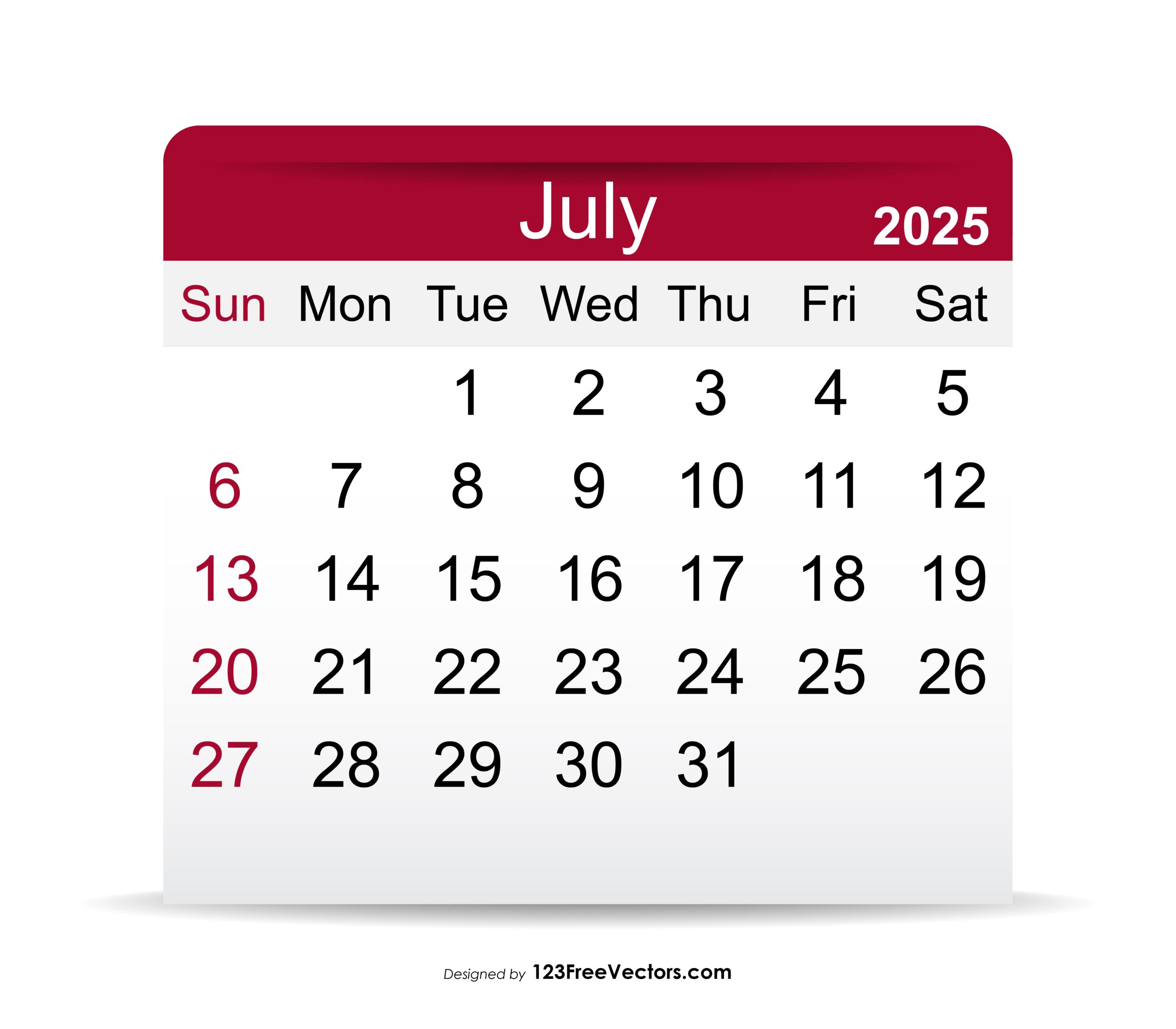 Free Download 2025 July Calendar