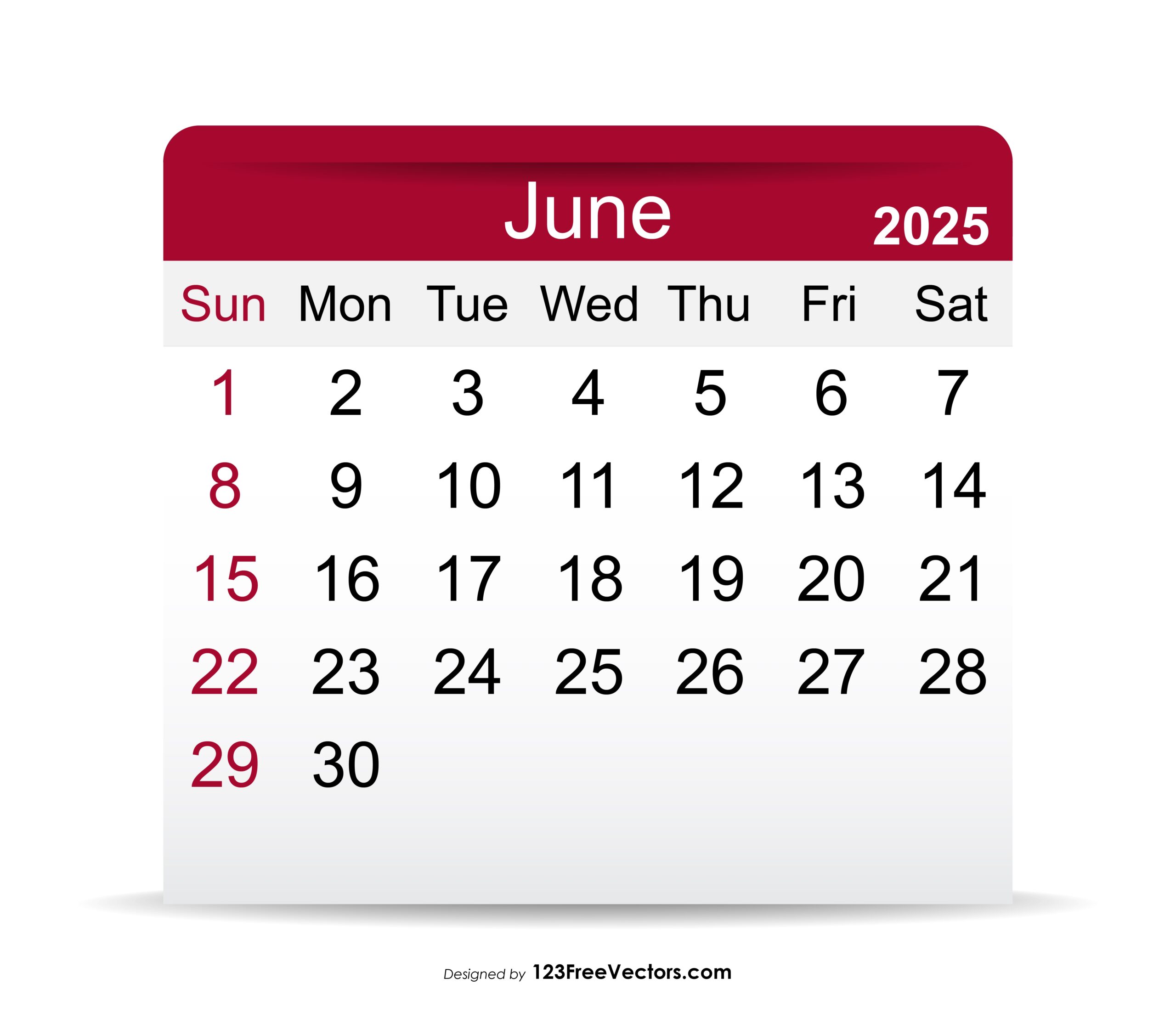 Free Download 2025 June Calendar