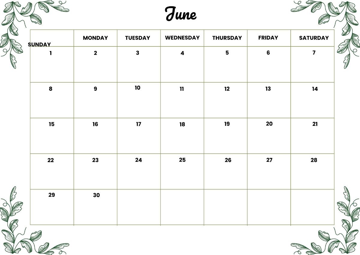 Calendar June 2025 Editable