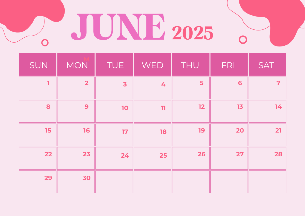 June 2025 Calendar Colorful