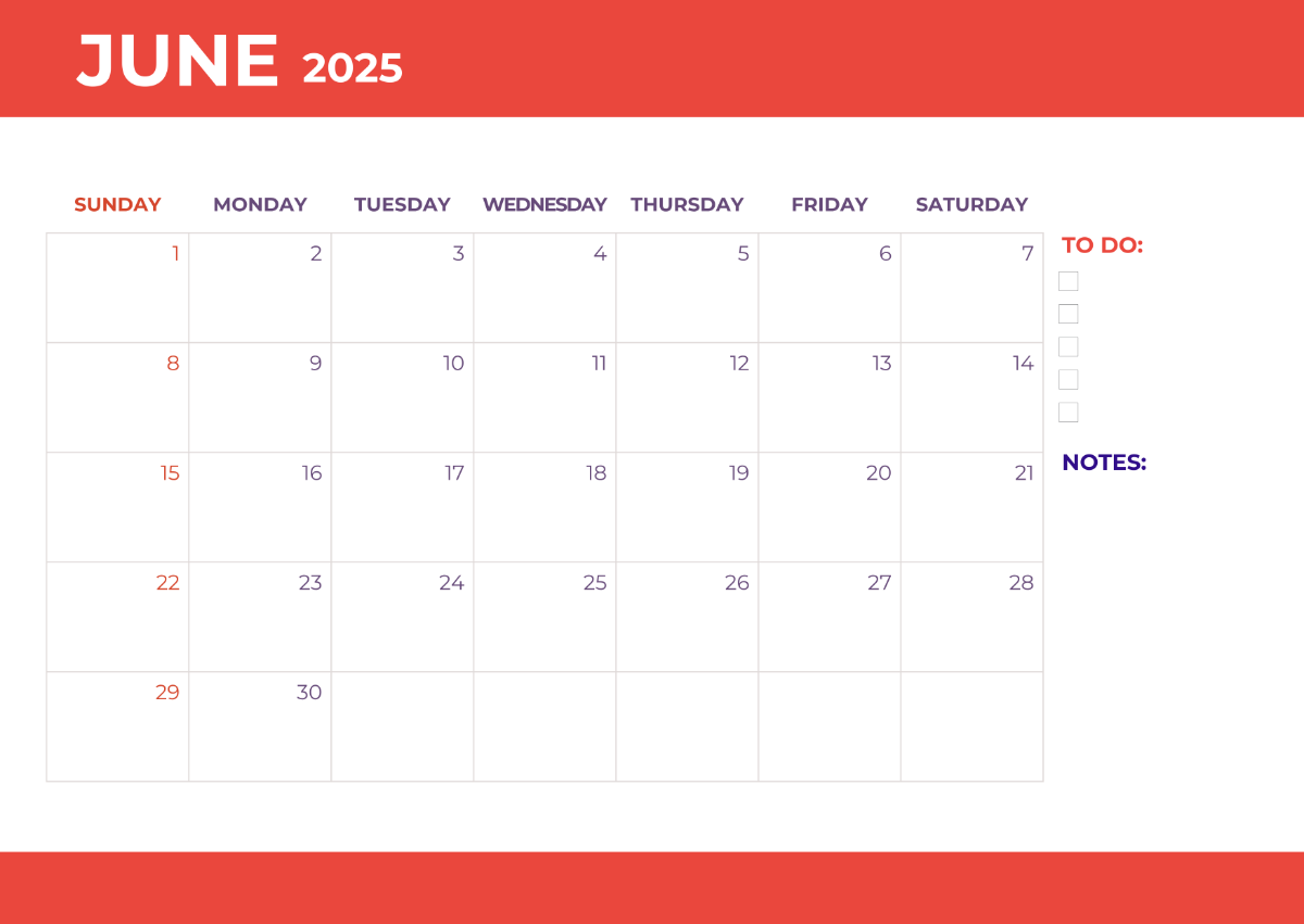 Free June 2025 Calendar Planner Template To Edit Online