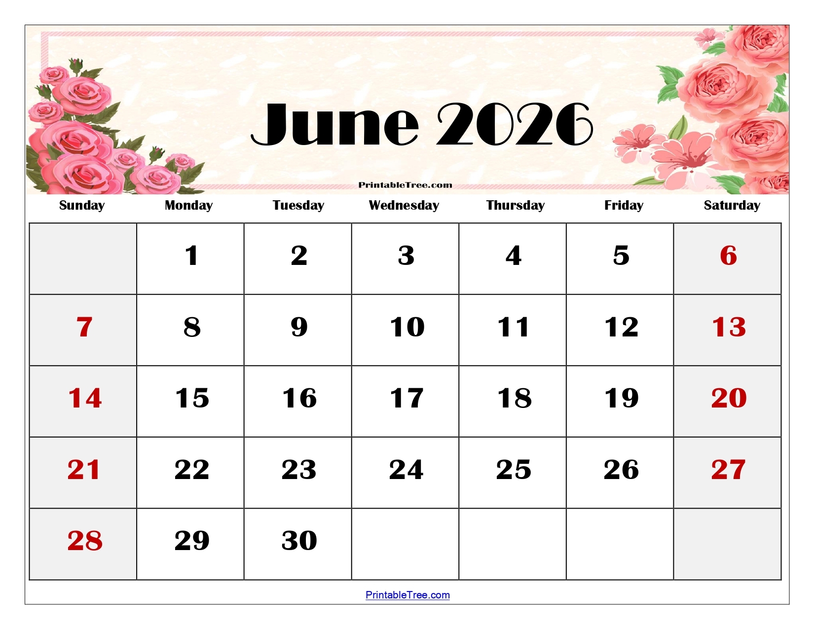 Free June Calendar 2026