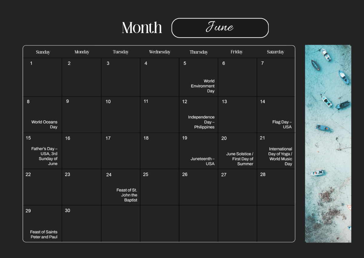 Free June 2026 Photo Calendar Template To Edit Online