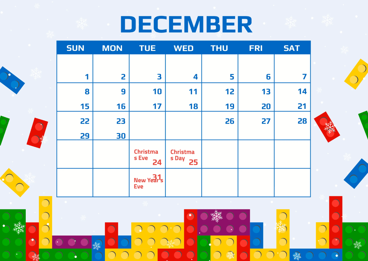 Free Lego Christmas Calendar Template To Edit Online