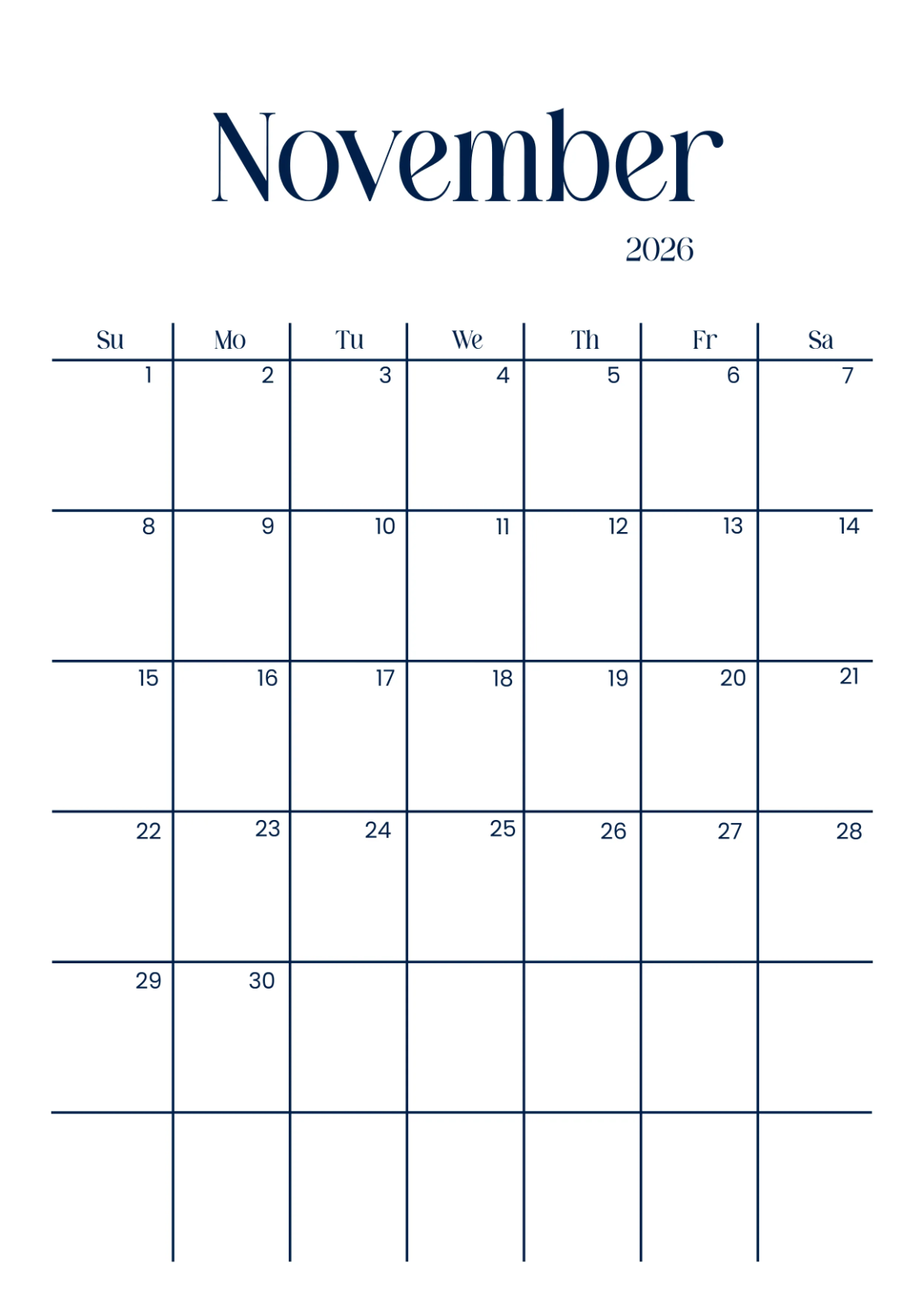 Free November 2026 Calendar With Background Template To Edit Online