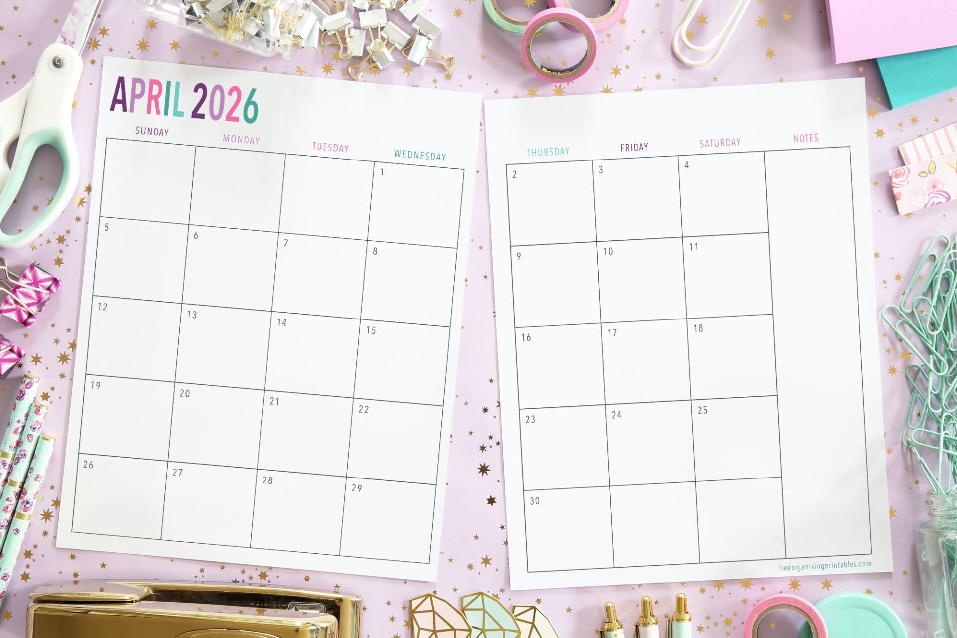 2026 Printable Blank Monthly Calendar
