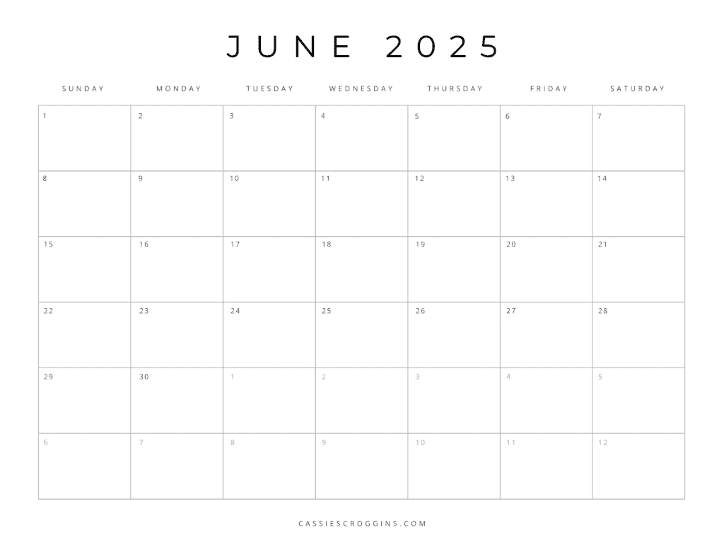 June 2025 Printable Calendar Free