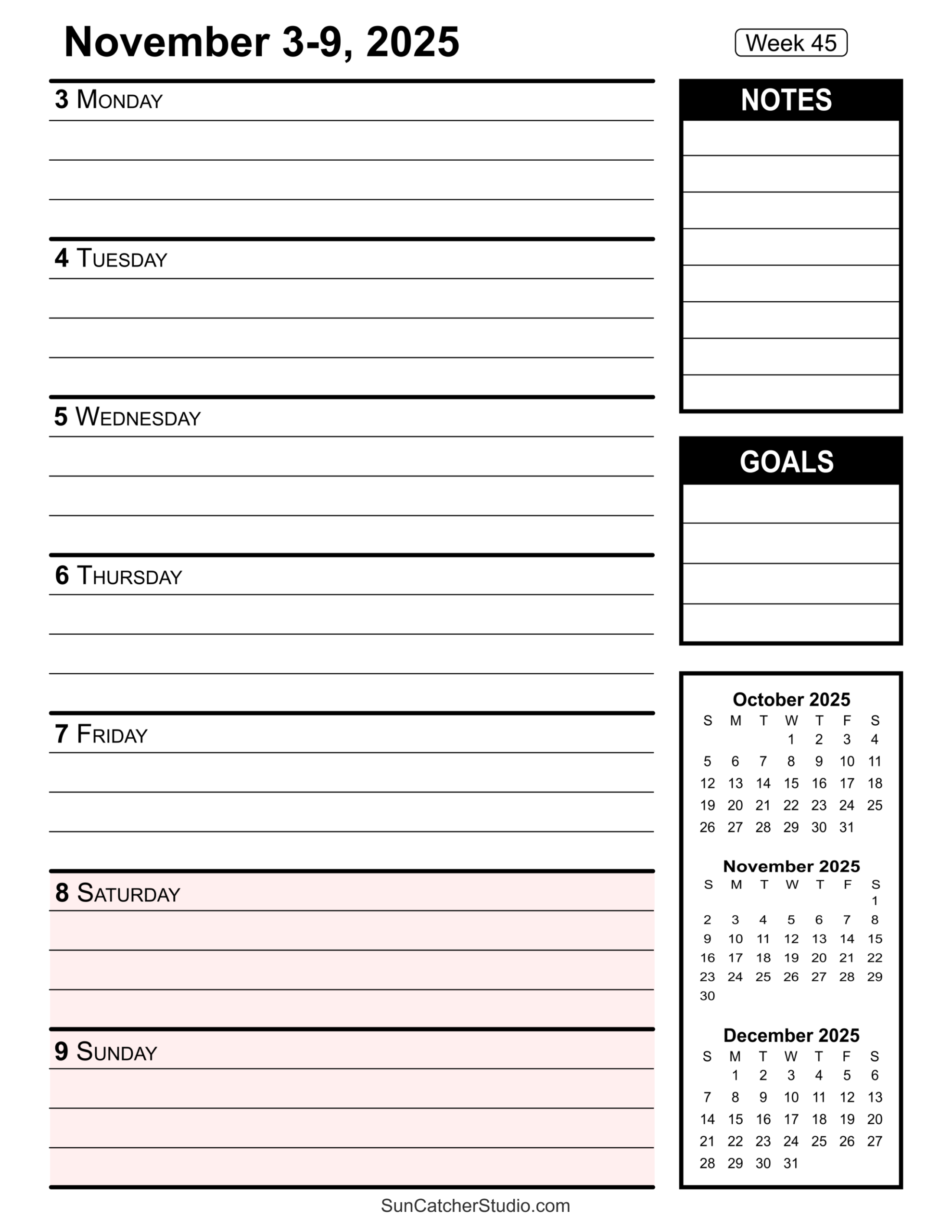 Free Printable 2025 Weekly Calendars For Easy Planning Free 