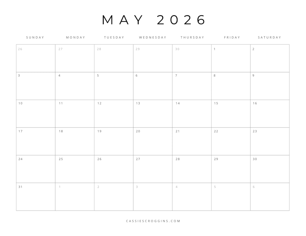 Printable Blank Calendar Pages 2026