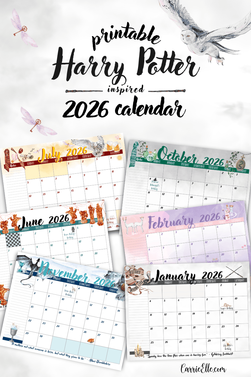 November 2026 Printable Calendar Harry Potter