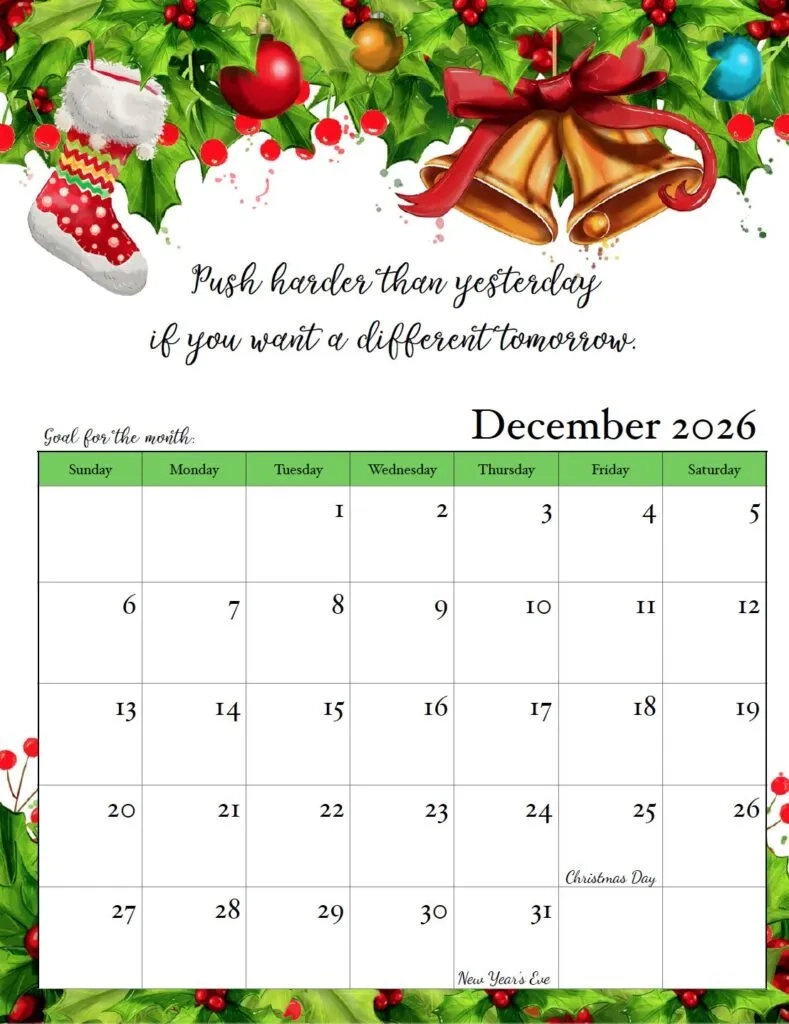 Free Printable 2026 Monthly Motivational Calendars