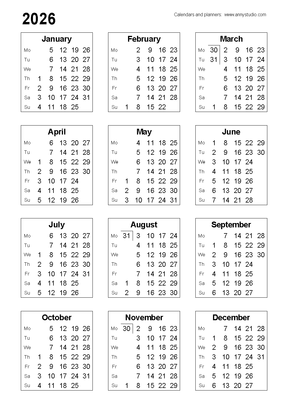 Blank 2026-27 Printable Calendar Blank 2026-27 Printable Calendar