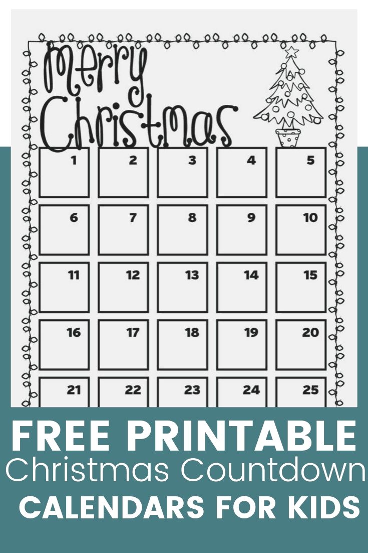FREE Printable Christmas Countdown Calendar For Kids Homeschool 