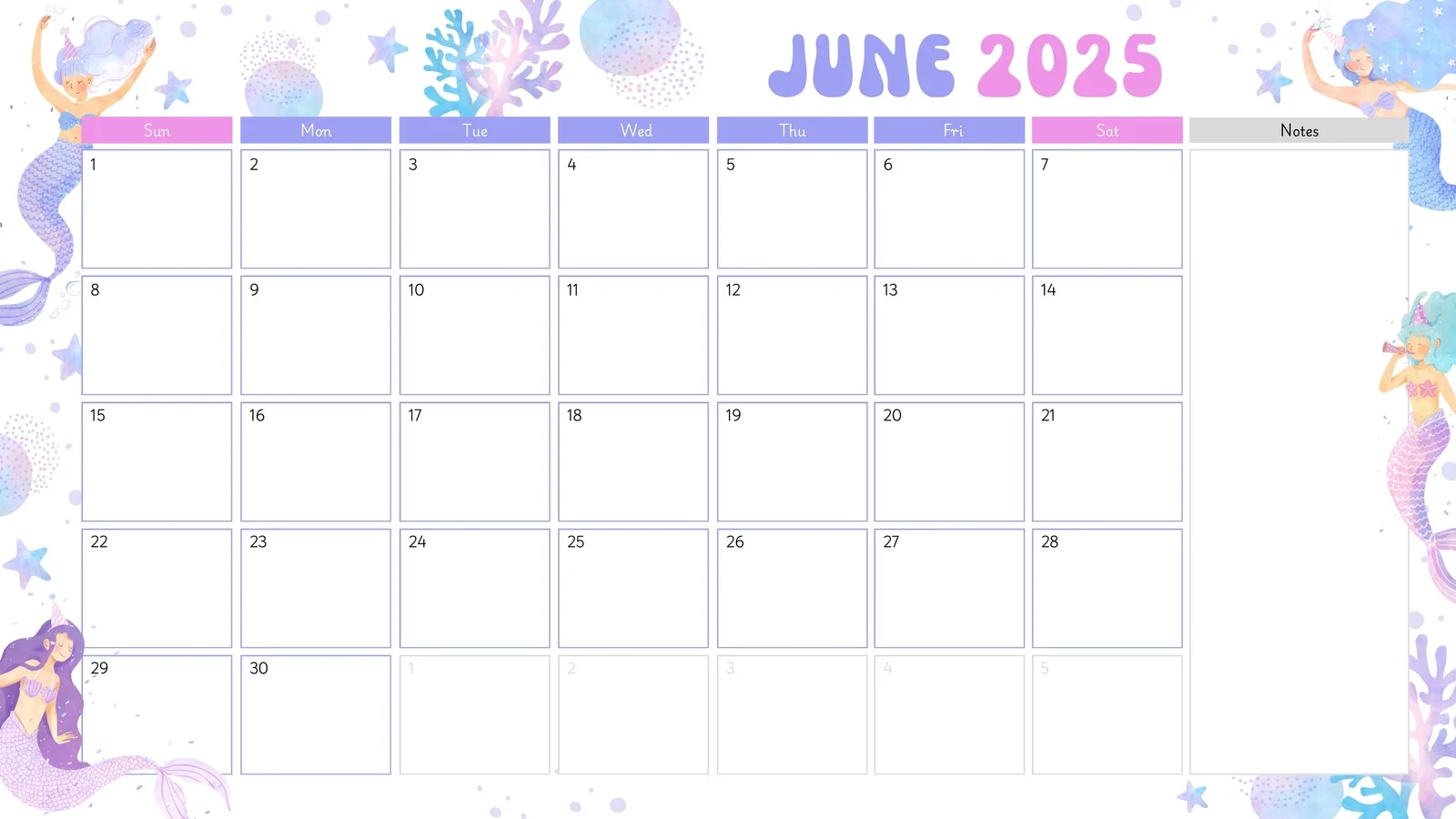 Free Printable Custom June 2026 Calendar Templates Canva