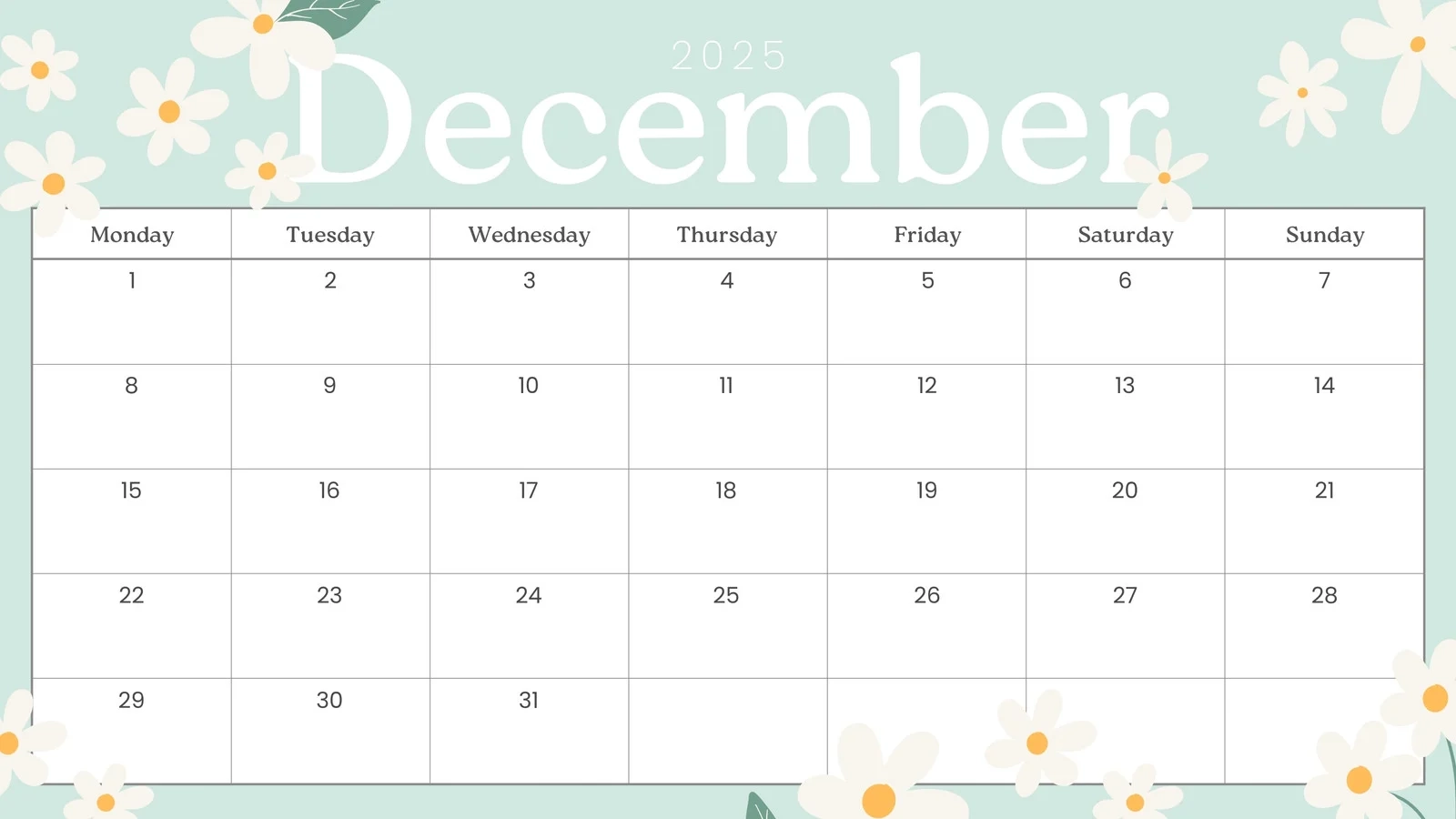 Printable December Calendars