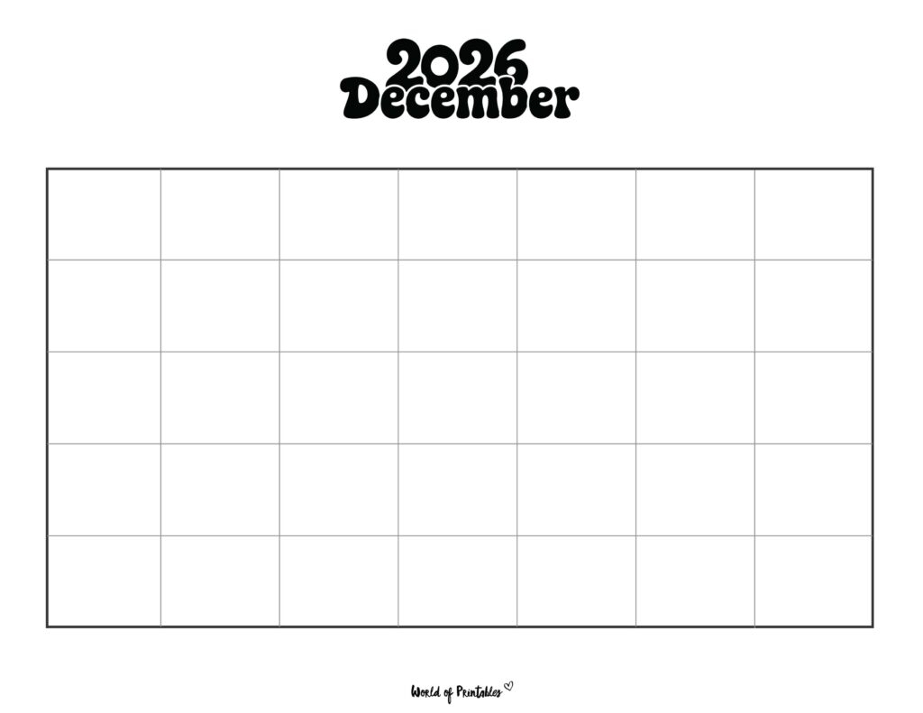 Free Printable December 2026 Calendars 200 Designs World Of 