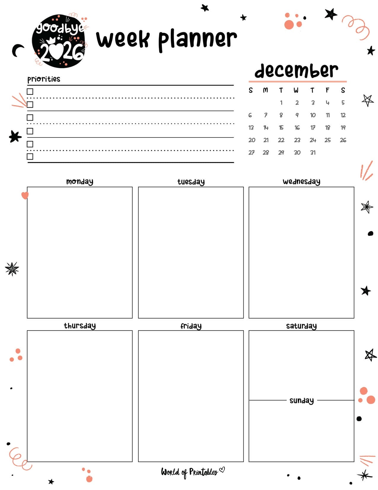 Printable 2 Week December Calendar