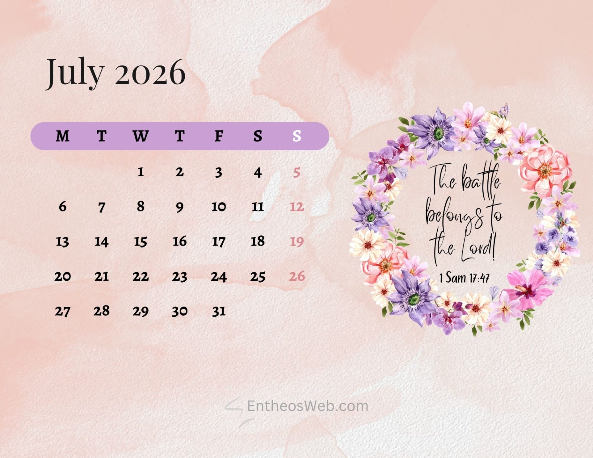 Free Printable July 2026 Calendars EntheosWeb