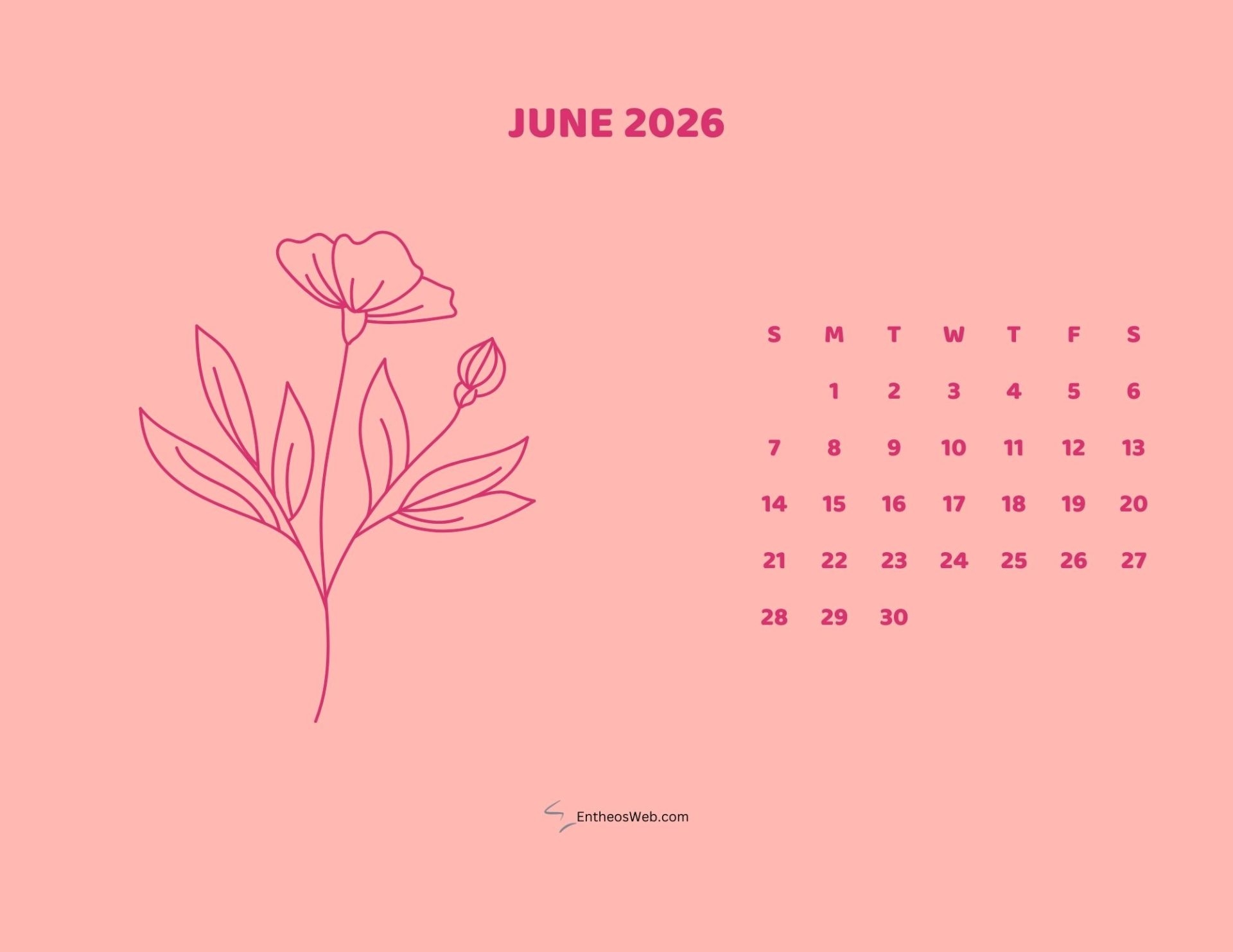 Free Printable June 2026 Calendar EntheosWeb