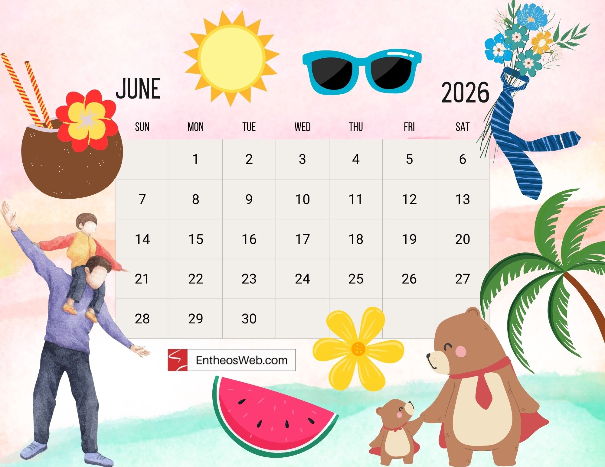 Free Printable June 2026 Calendar EntheosWeb