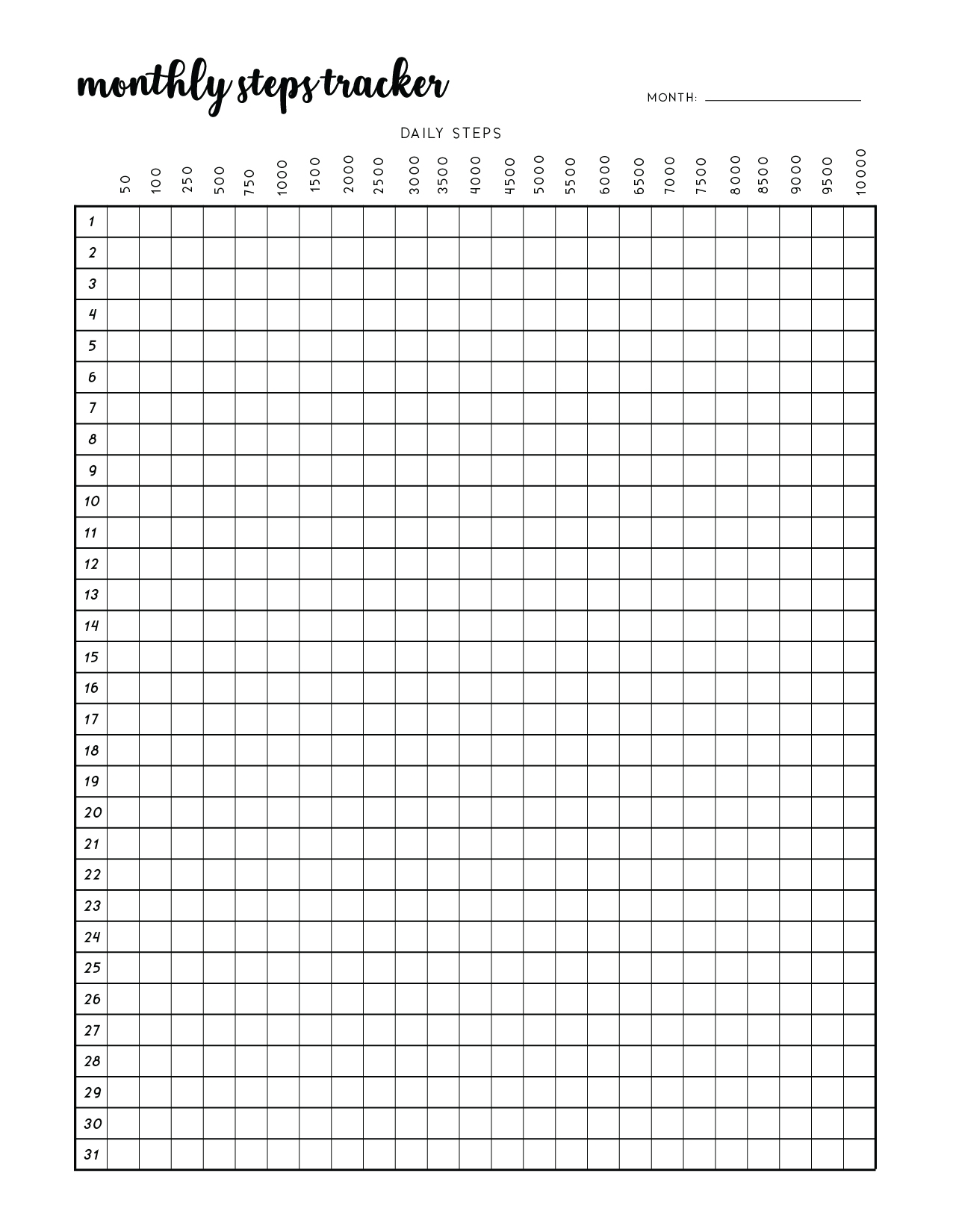 FREE Printable Monthly Steps Tracker Template World Of Printables