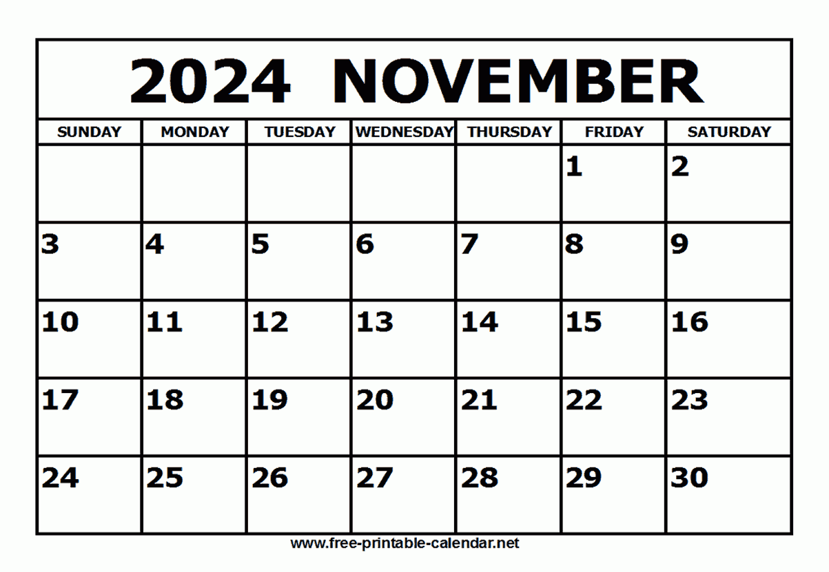Printable November Week Day Calendar