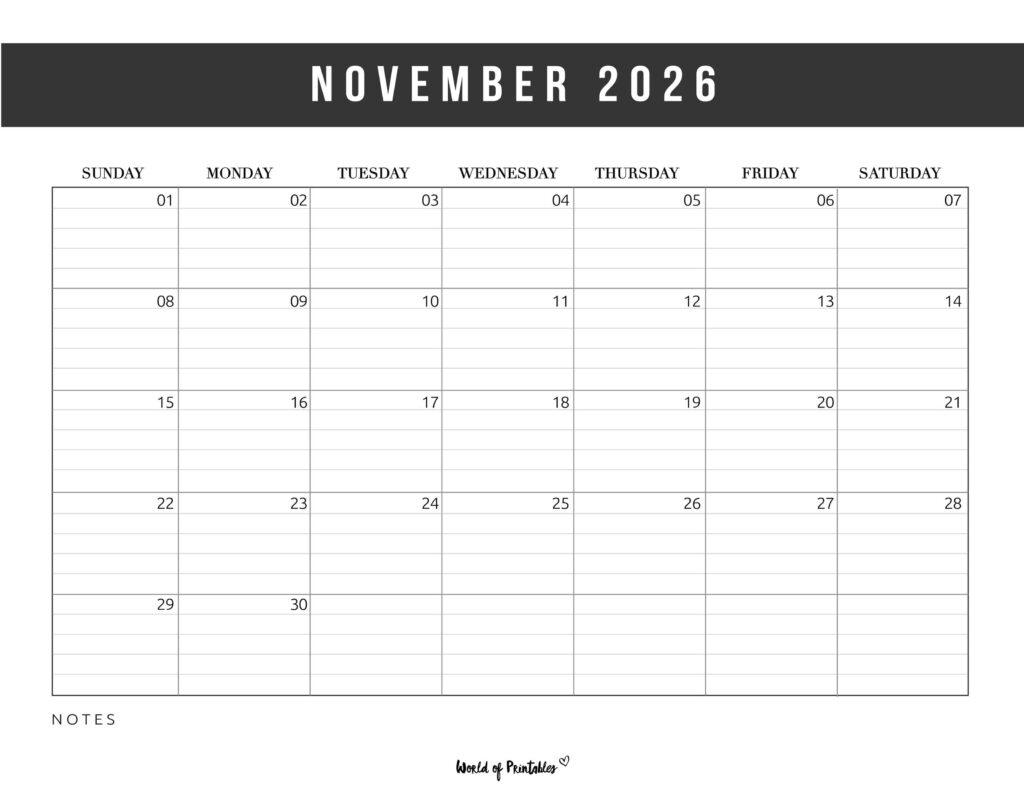 November 2026 Teacher Calendar Printable November 2026 Teacher Calendar Printable