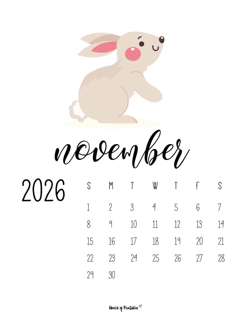 Free Printable November 2026 Calendars 200 Designs World Of 