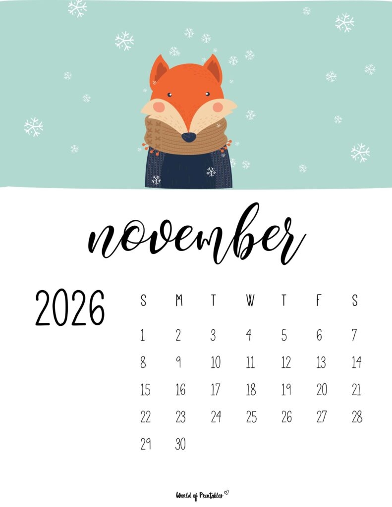 Free Printable November 2026 Calendars 200 Designs World Of 