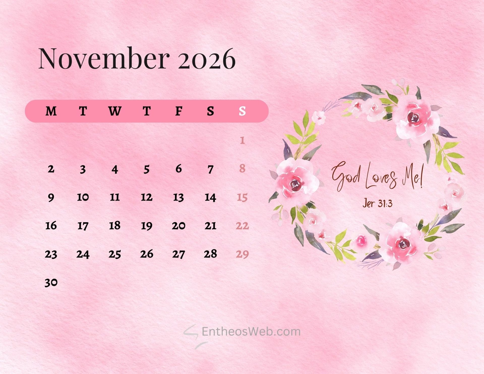 Free Printable November 2026 Calendars EntheosWeb