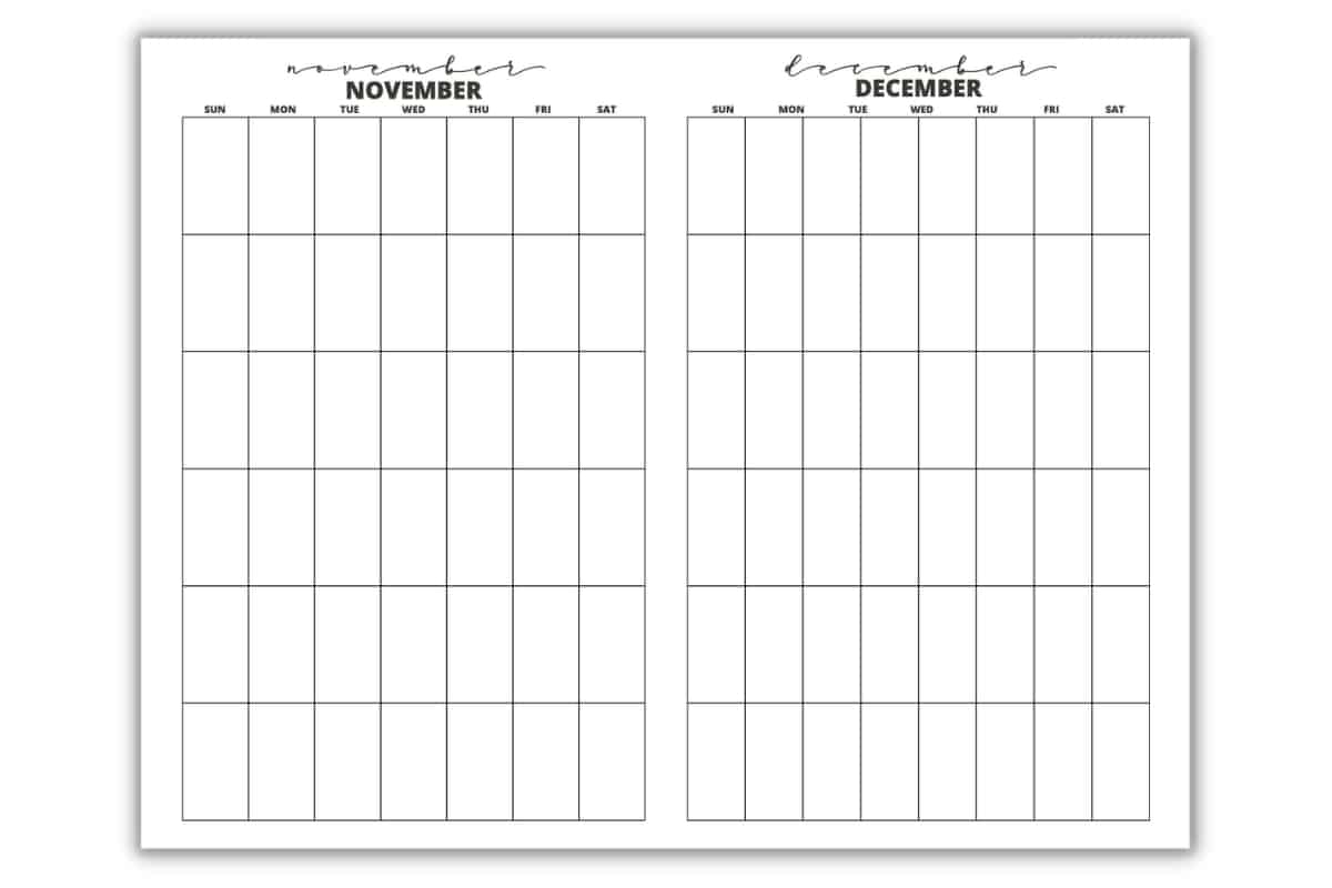 Free Printable Calendar November And December