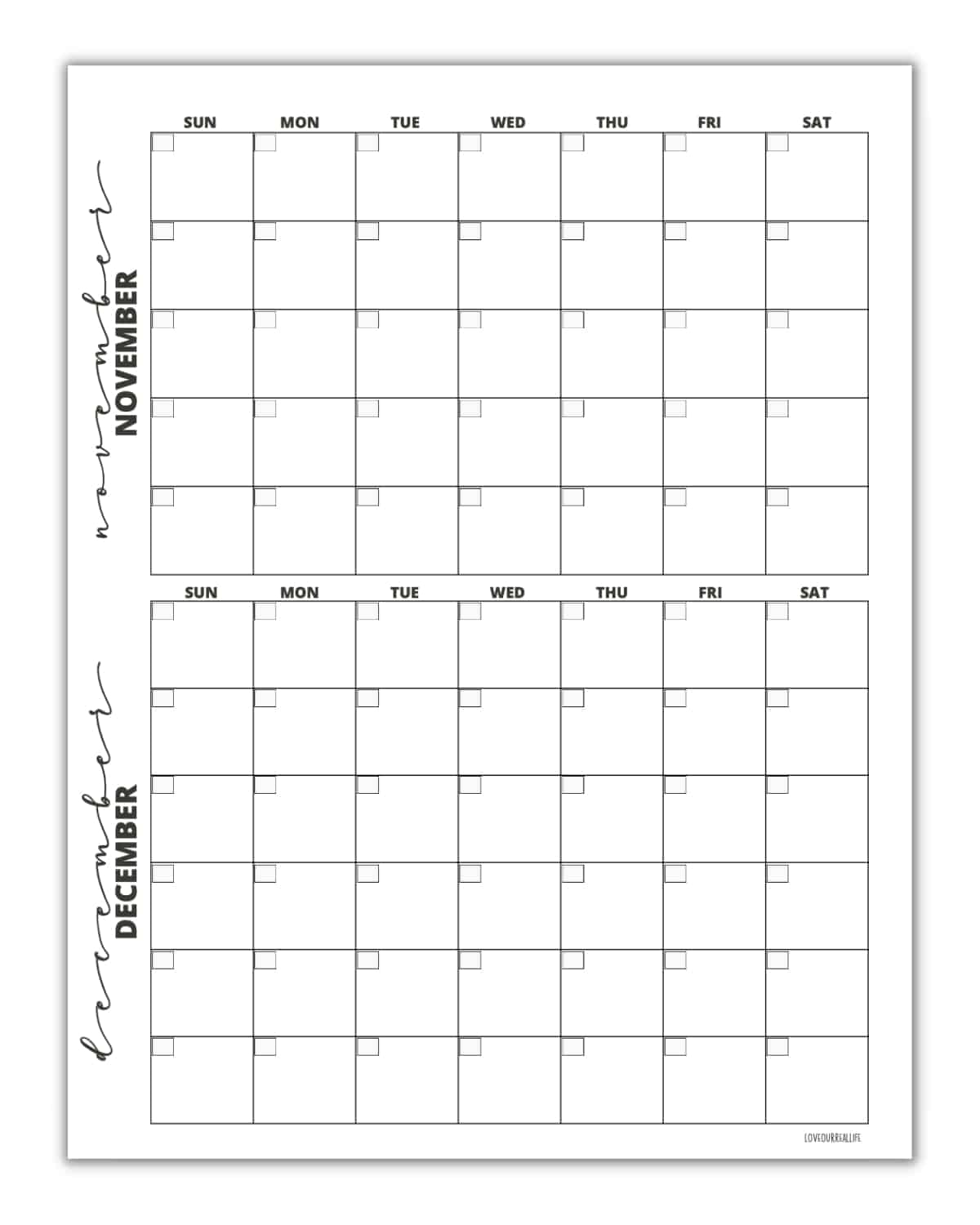 Printable Free December Calendar