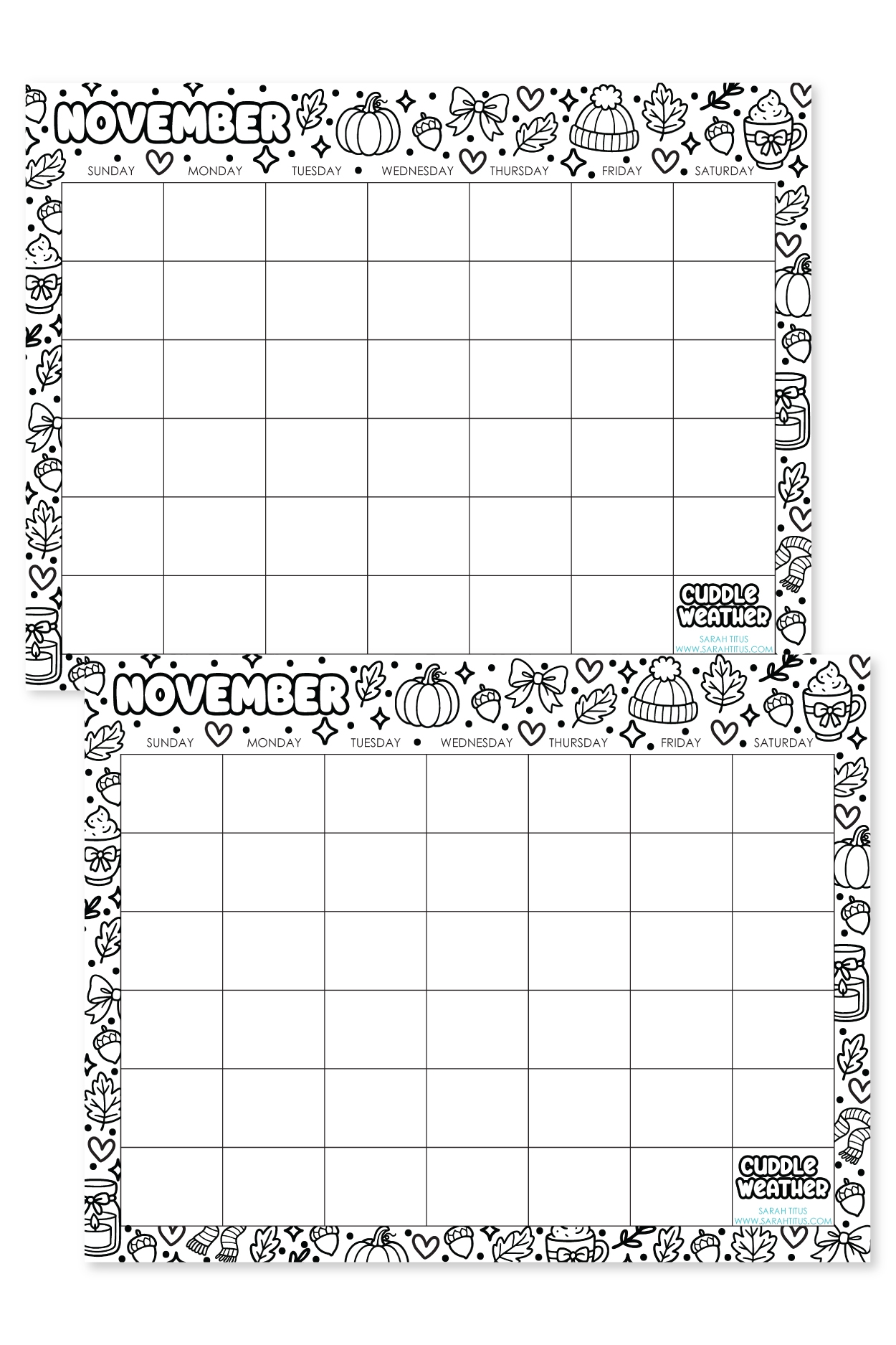 November Coloring Calendar Printable November Coloring Calendar Printable
