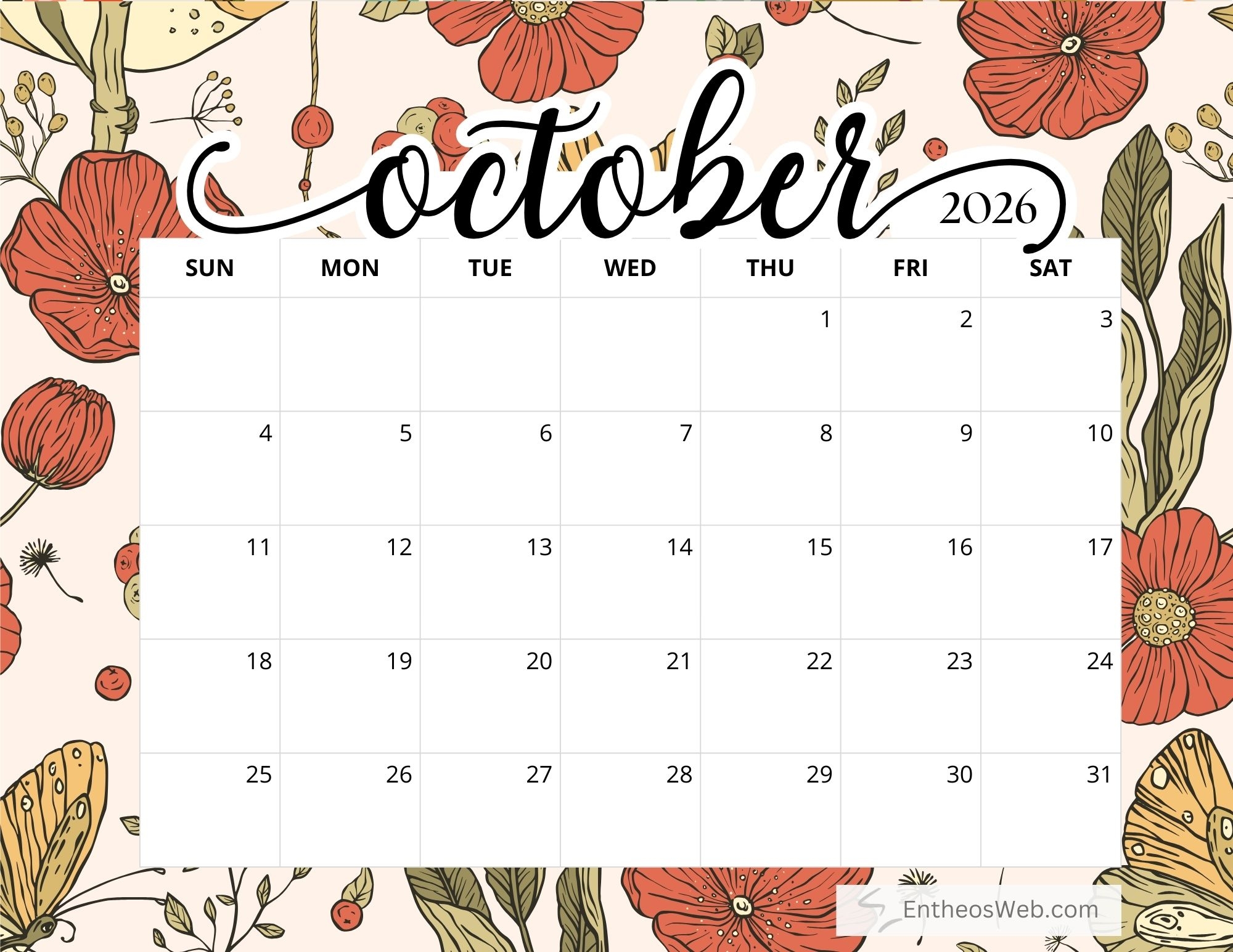 Free Printable October November Calendar 2026 Free Printable October November Calendar 2026